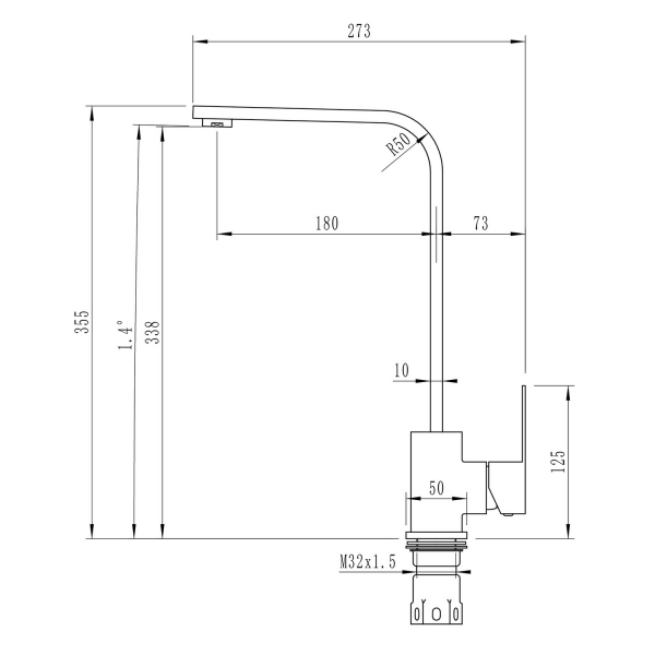 Смеситель для кухни 35k MIXLINE MLSS-0318 плоский излив