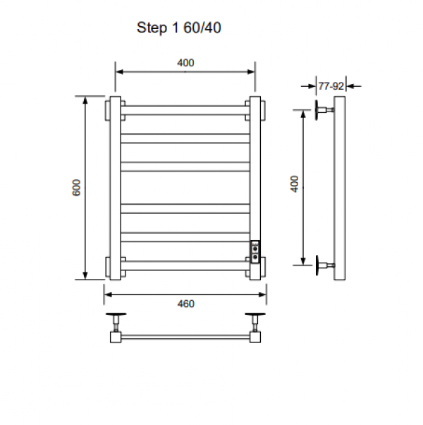 Полотенцесушитель STEP-1 U 60/40 (RAL9005 mat)