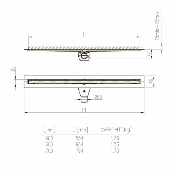 Душевой лоток щелевой Veconi Slim Line 700