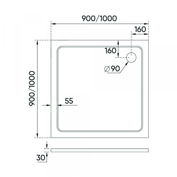 Душевой поддон Veconi Tezeo stone TZ-08, 800x800x30, искусственный камень, белый