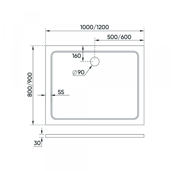 Душевой поддон Veconi Tezeo stone TZ-09, 1200x800x30, искусственный камень, белый