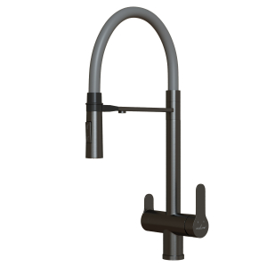 Смеситель для кухни 35k MIXLINE MLSS-0401BL серый гиб. излив магнит, подкл.к фильтру, ЧЕРНЫЙ ГРАФИТ Ника