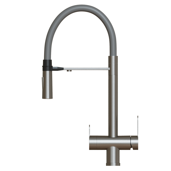Смеситель для кухни 35k MIXLINE MLSS-0401 СЕРЫЙ гиб. излив магнит, подкл.к фильтру, п/гайку САТИН